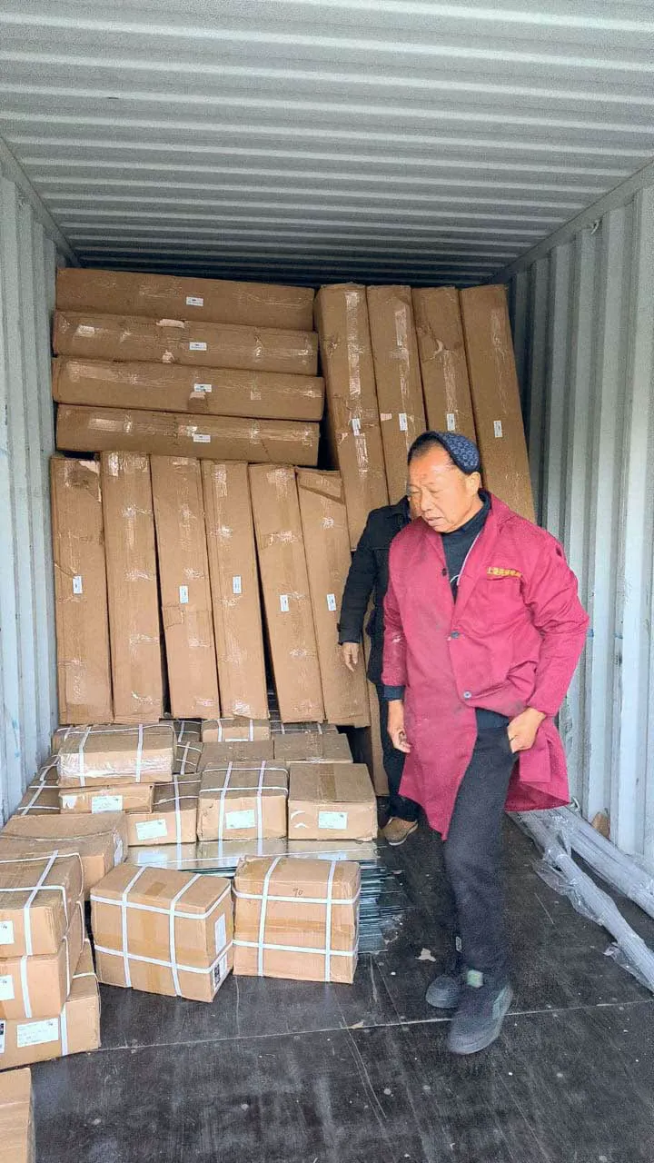 Cartons loaded into a container