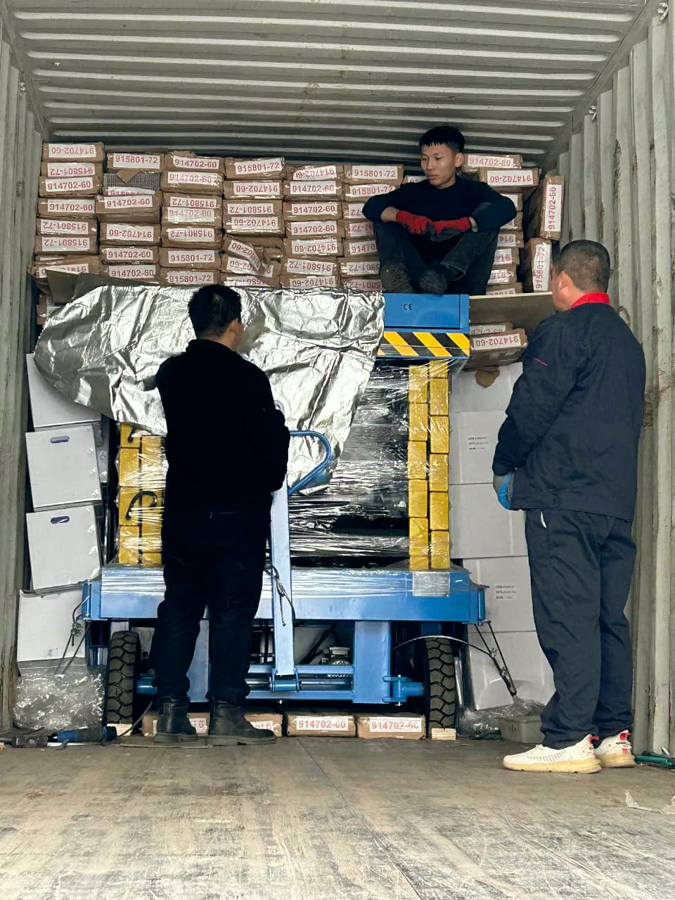 Machine secured in the container
